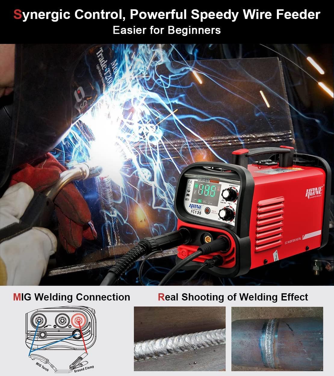 135Amp FC135 Flux-gevulde MIG/ - Tig Welder Machine recensie en prijs