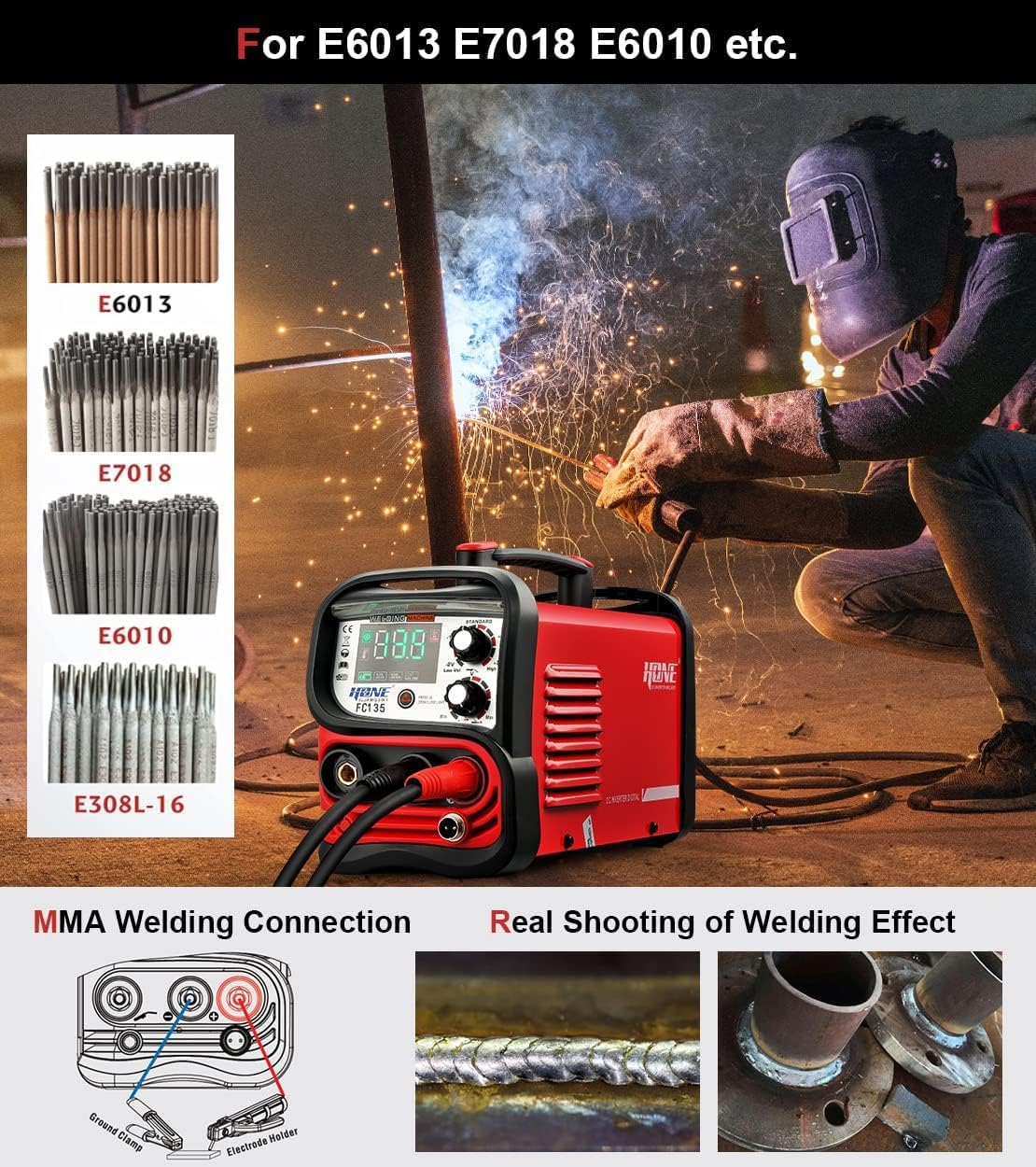 135Amp FC135 Flux-gevulde MIG/ - Tig Welder Machine recensie en prijs